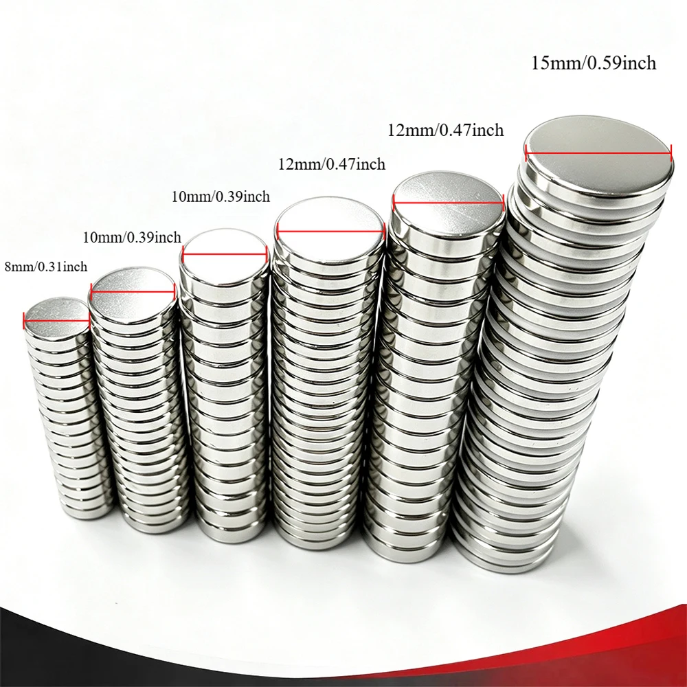 Bulk Small Round Disc Magnets Assorted Sizes Multi‑Functional Circular Magnets For DIY Handicraft Refrigerator, White Board Office Supplies Science Projects Hobby Model Making & Home Decoration Use