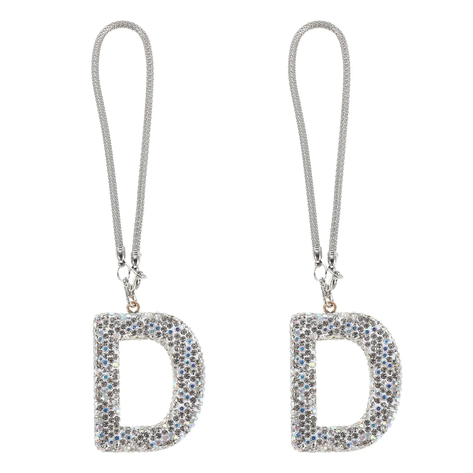 

2Pcs Rhinestone Car Hanging Ornament Bling Crystal Letter Pendant for Rearview Mirror Car Interior Accessories Women Auto