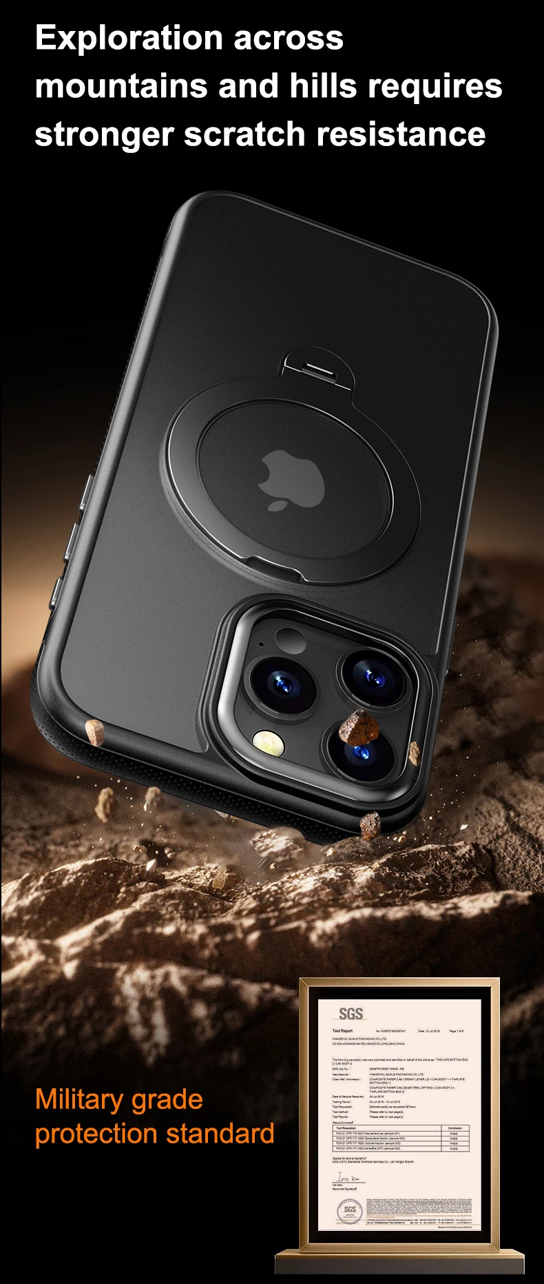 360 ° Drehen Sie die magnetische Halterung der Handyhülle für iPhone 17, 16, 15, 14, 13, Pro Max, transparente, mattierte, stoßfeste Handyhülle – Detail 13