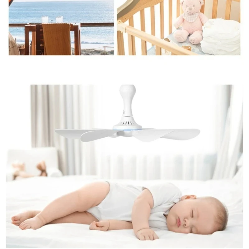 Silent 6 Leaves USB Powered Ceiling Canopy Fan With Remote Control Timing 4 Speed Hanging Fan For Camping Bed Dormitory