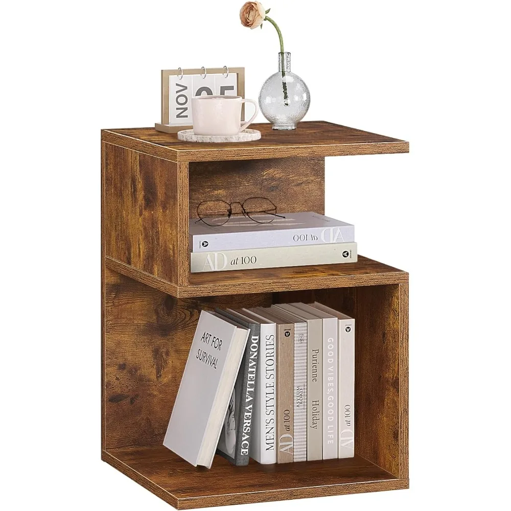 

Tokyo S Minimalist 3 Tier End Table - Minimalist 3-Tier Wood Nightstand for Small Spaces with Open Storage - Japanese-Inspired B