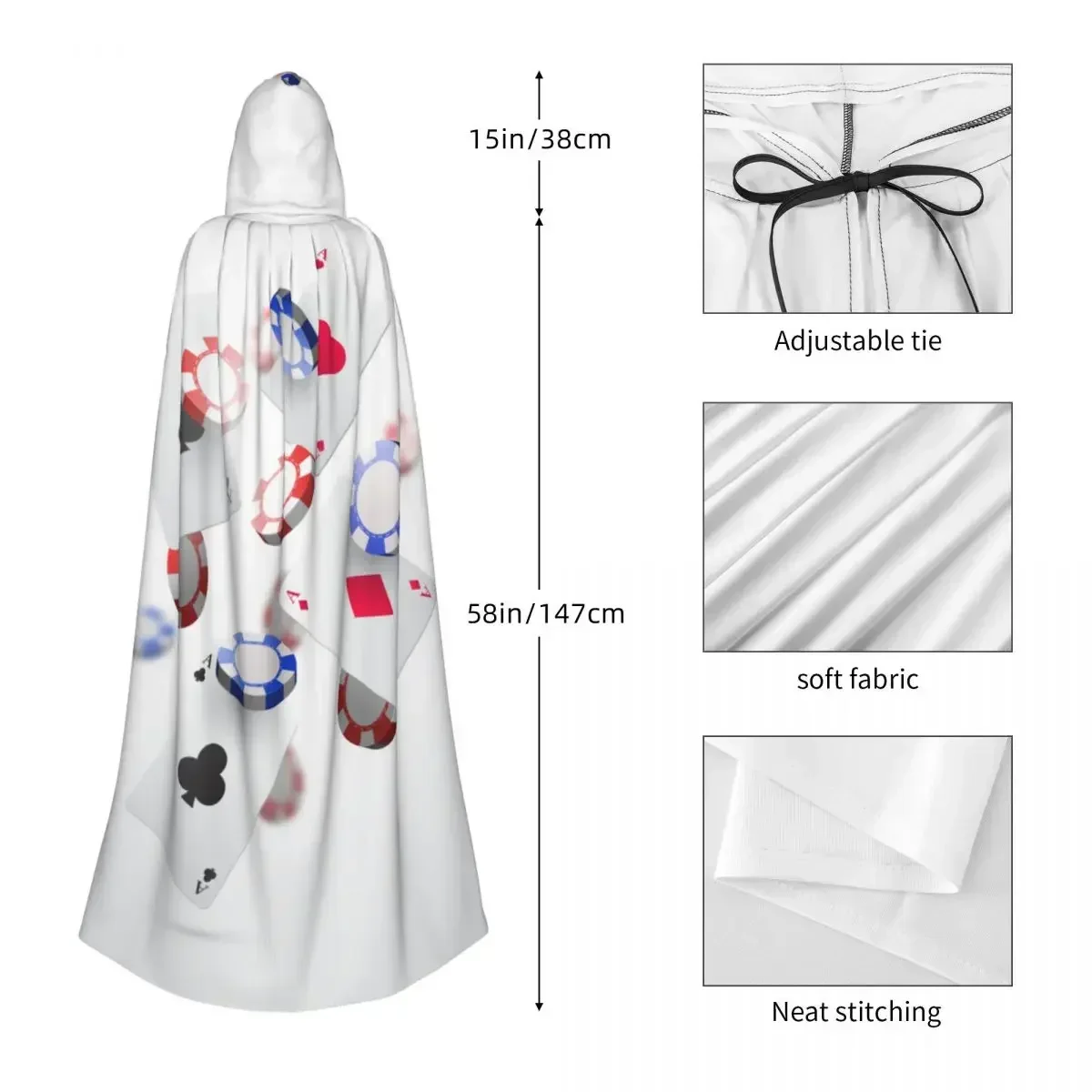 포커 성인 망토 케이프 후드 중세 의상 마녀 위카 뱀파이어 엘프 푸림 카니발 파티
