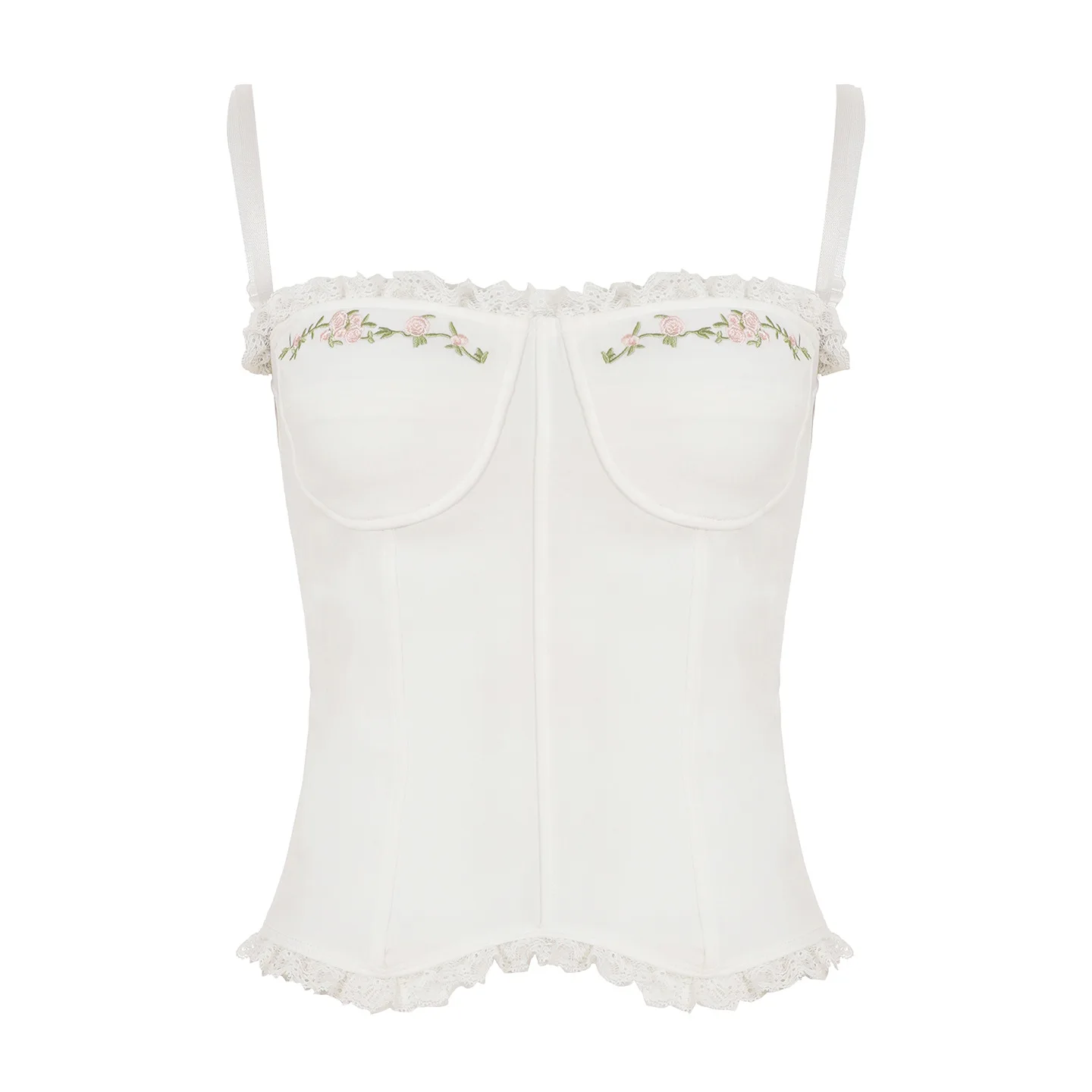 المطرزة زهرة القمم الصيف الفرنسية لطيف الرسن سترة قصيرة الملابس النسائية مشد مثير سليم نحيل المشكل تانك القمم بروتيل