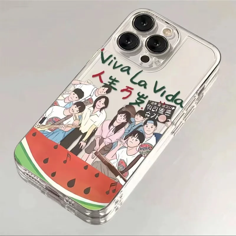 جراب هاتف بملصق شفاف لهاتف آيفون ، كوريا إنز ، فاخر ، وميض ، بطيخ ، Viva La Vida ، 14 ، 15 Pro Max ، 12 ، 13 ، 11 ، X ، XS ، غطاء من البولي يورثان الحراري الناعم