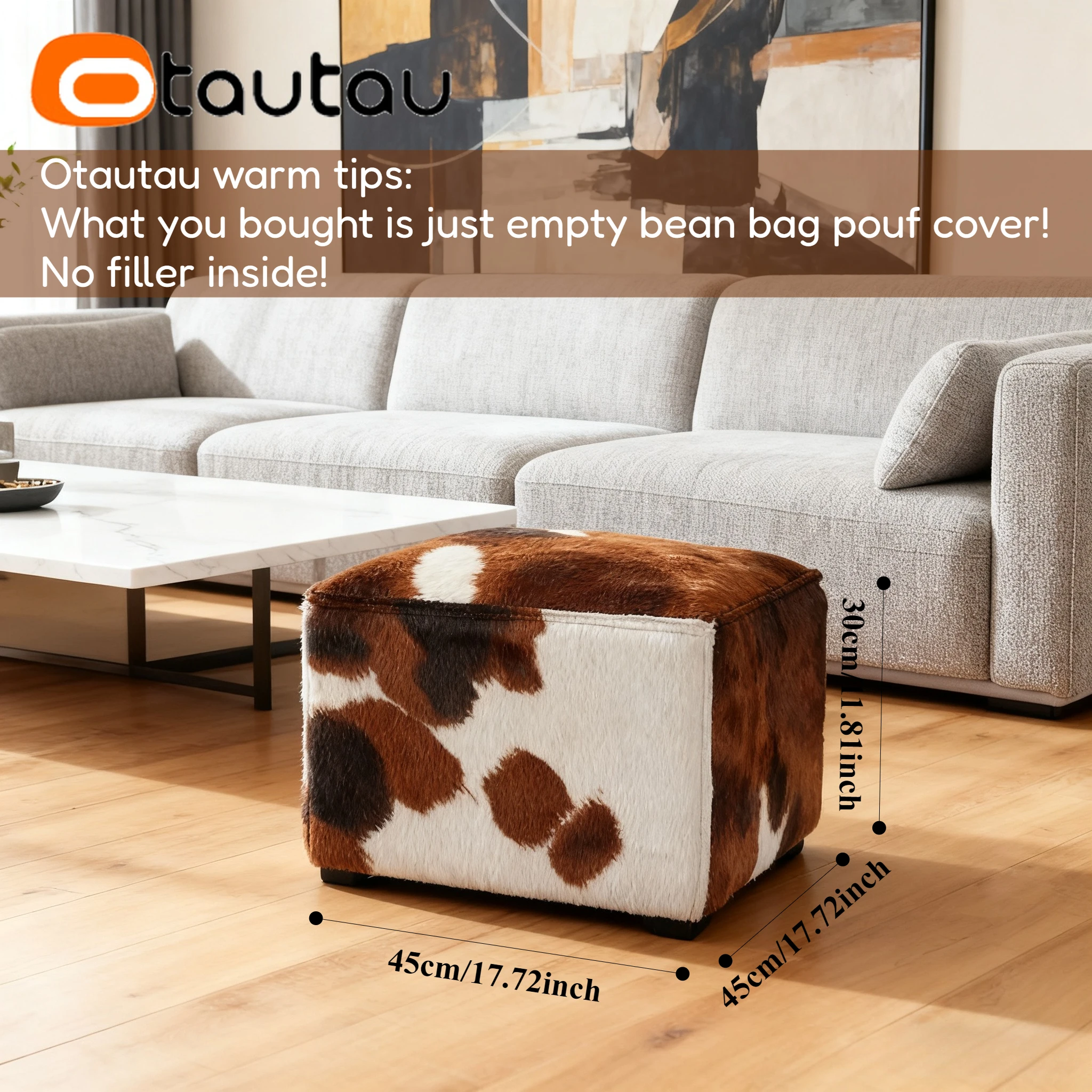 OTAUTAU فو الفراء كيس فول غطاء بوف مسند القدمين البراز العثماني JD033 【لا حشو في الداخل! تحتاج إلى شراء حشو بنفسك!】