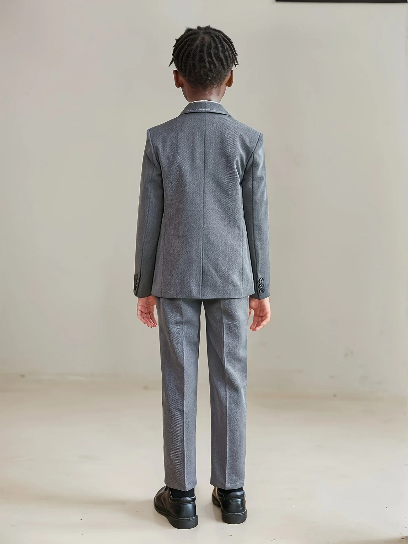 Kids Blazer Set for Piano Hosting Speeches Performances Boys Formal Gray Jacket Vest Pants Bowtie 4Pieces Suit Set for Wedding