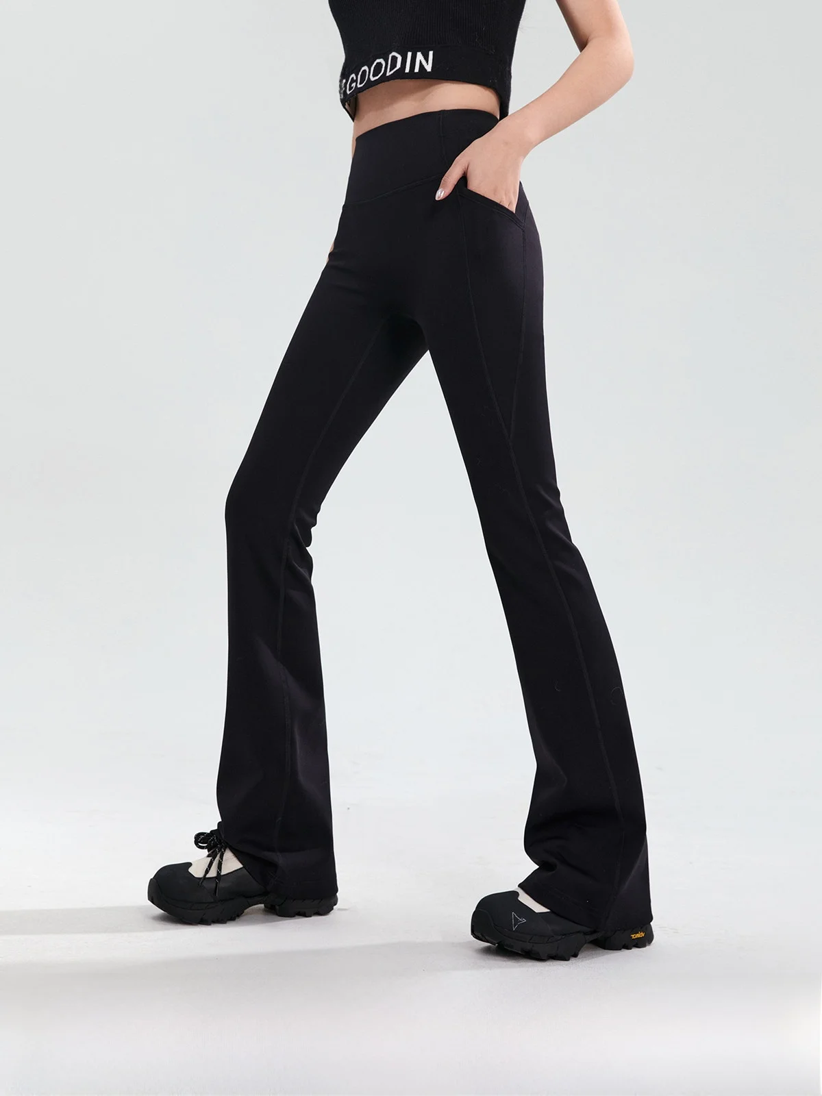 

Fur Rabbit High Waist Fce Lined ark Skin Yoga Pants Thiened Bell Bot for Women Casual High Elastici Butt Enhancing