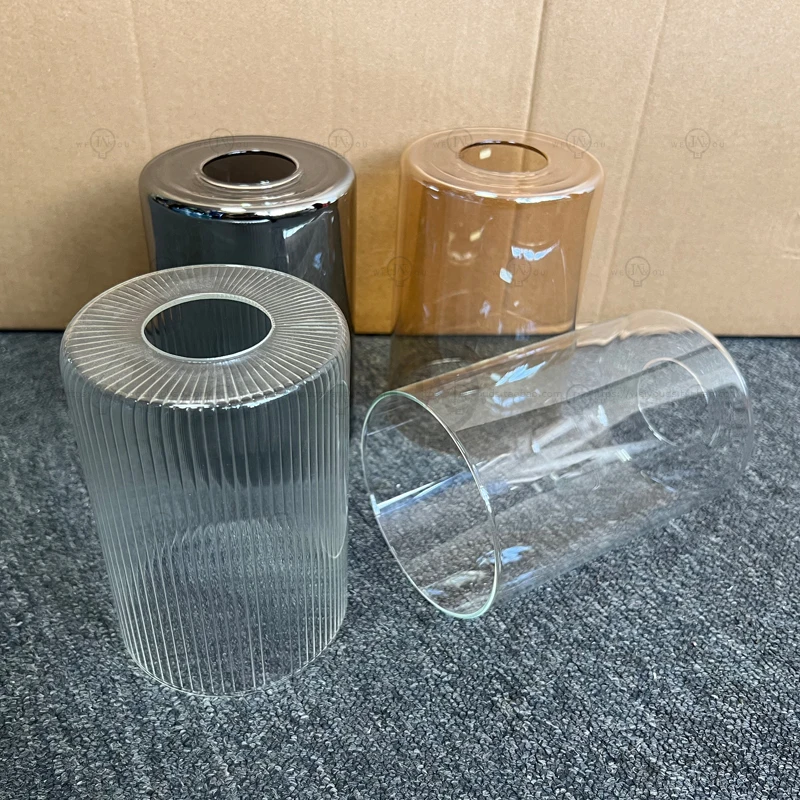 Cylindrical transparent/amber/smoke gray glass lampshade E27/E26 replacement pendant lamp wall lamp vanity mirror headlight