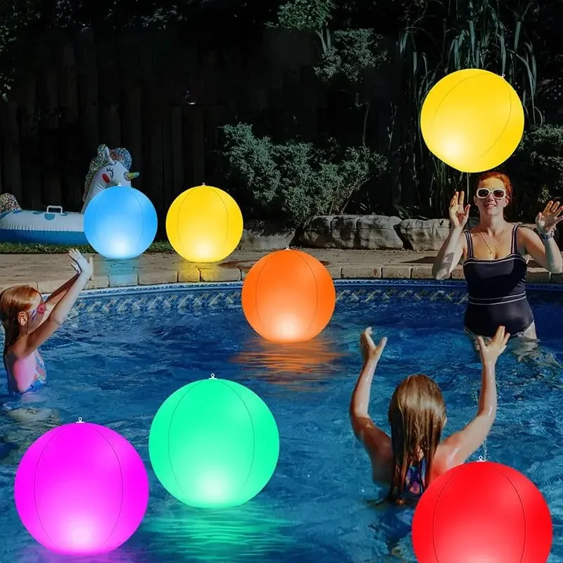 LED Light 16 Colors Luminous Beach Ball 16Colors Remote Control Floating Pool Light Waterproof Inflatable Floating Light