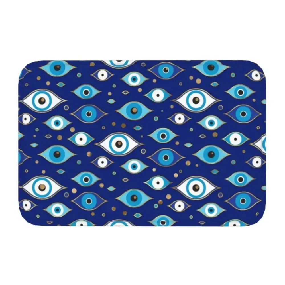 Greek Turkish Evil Eye Doormat Mat Anti-Slip Mediterranean Style Kitchen Bathroom Living Room Rug Carpet 40x60cm