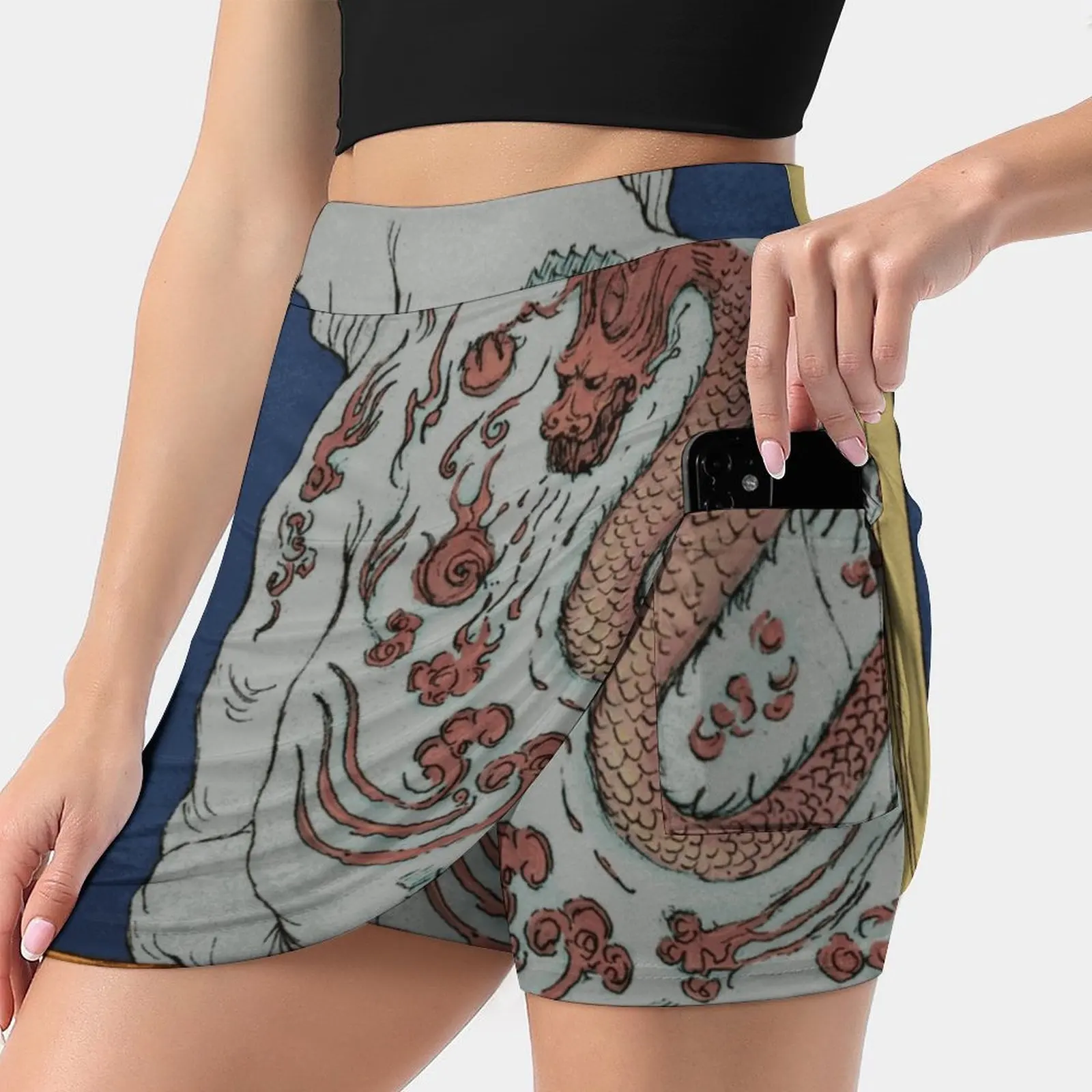 

Regret Women's skirt With Pocket Vintage Skirt Printing A Line Skirts Summer Clothes Ink Elephant Animals Tattoo Comics Alone