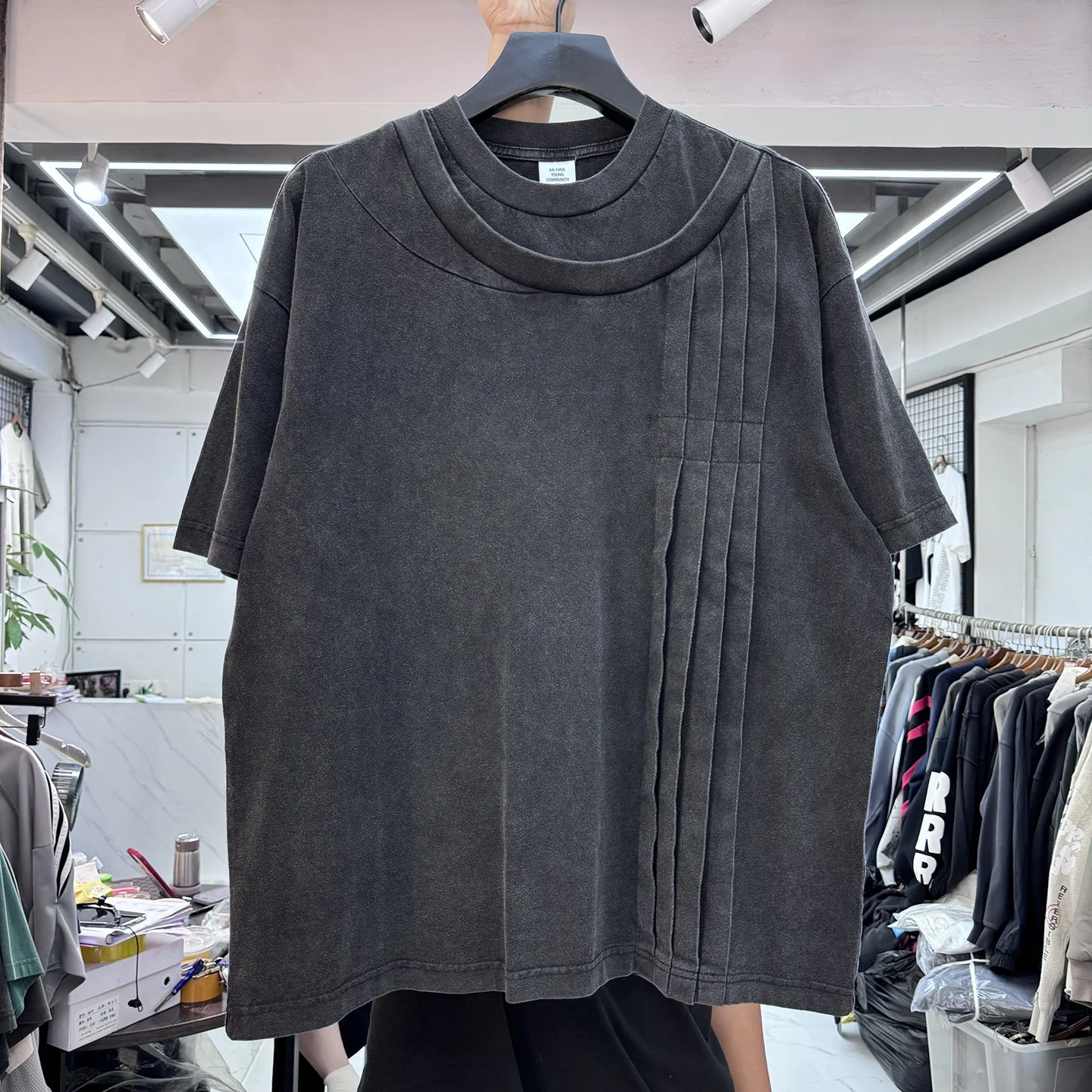 

Retro American Waed ort Sve T-irt Loose Casual Vintage ex High Street Summer Trendy round Ne Color