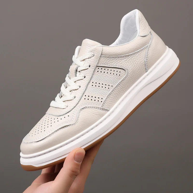 

Новая мужская обувь, повседневная обувь из коровьей кожи, дышащая белая обувь для скейтборда, крутые уличные кроссовки на шнуровке