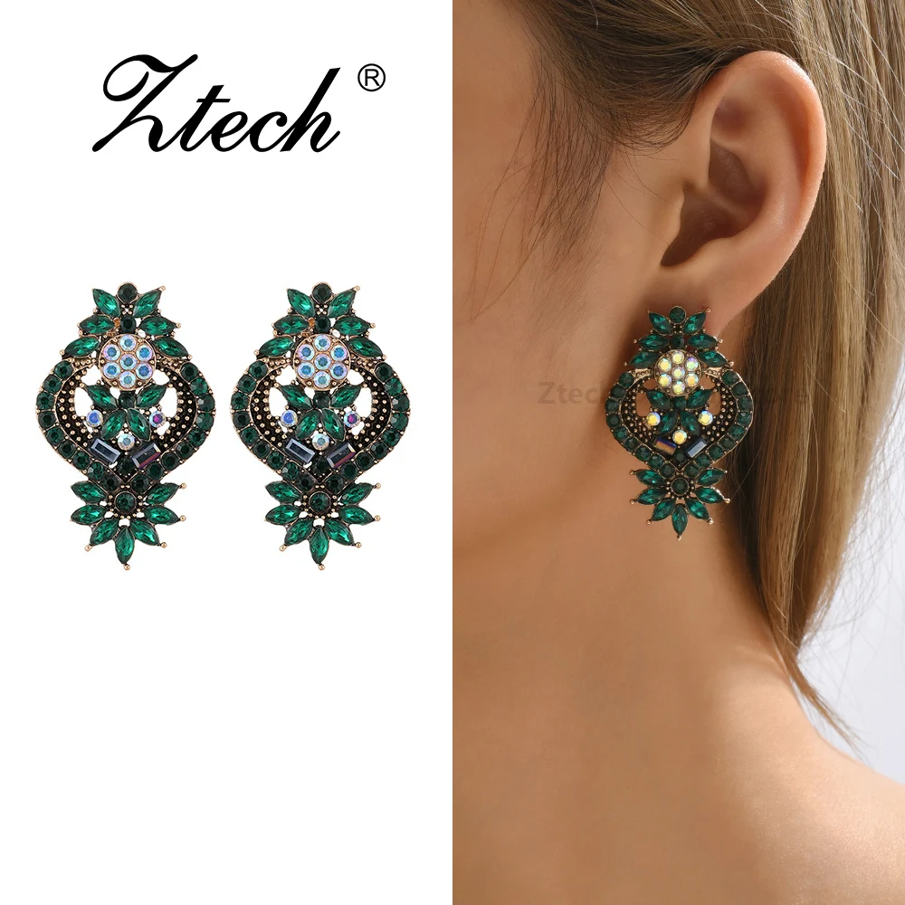 Vintage Fashion Geometry Flower Big Stud Earrings For Women Bohemian Luxury Ethnic Accessories Holiday Party Best Jewelry Gifts