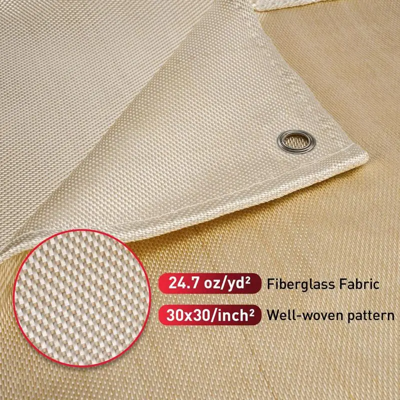 Isolamento à prova de fogo Fiberglass Blanket, ferramenta de segurança contra incêndio com metal resistente Loop