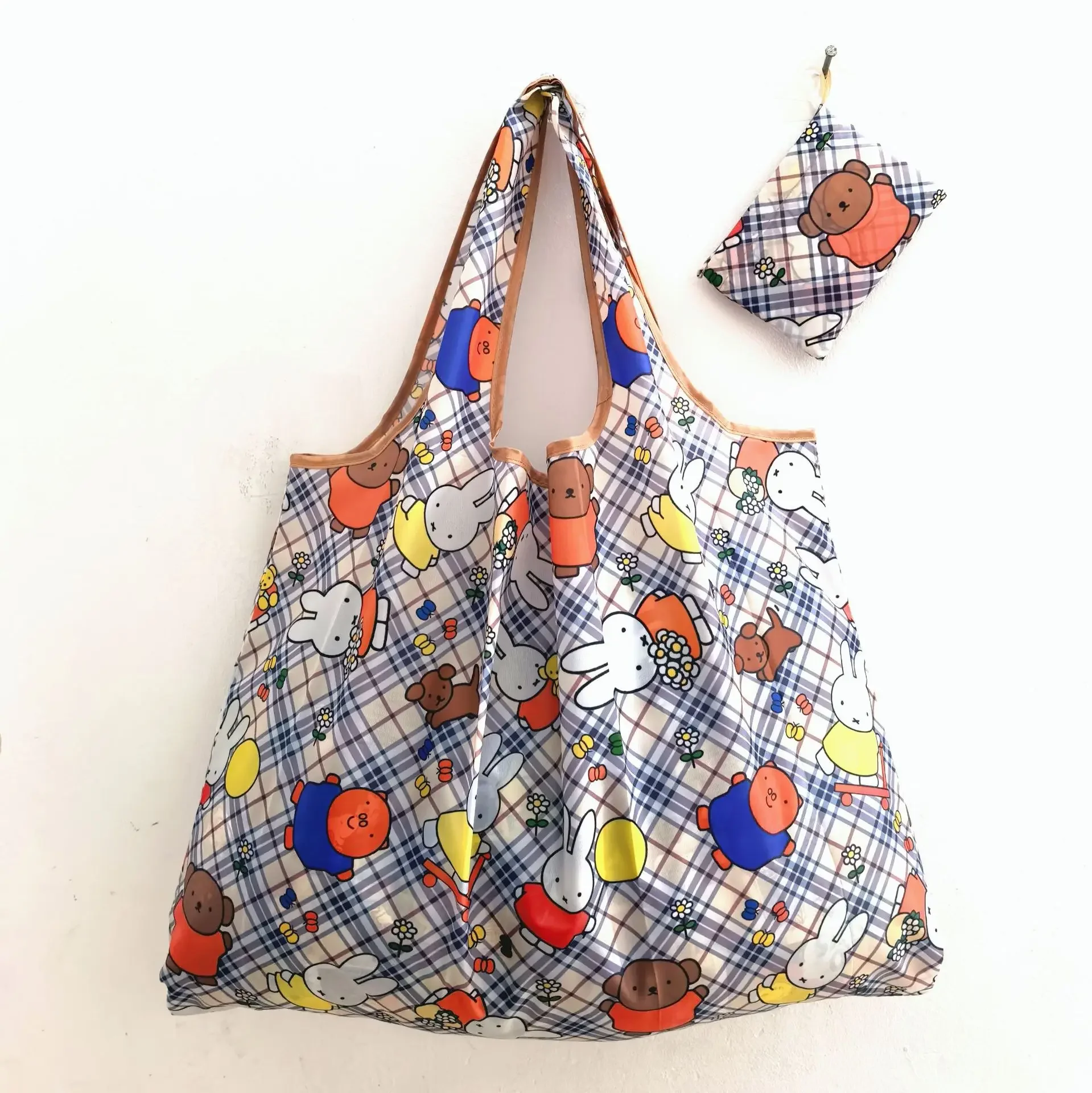 Miffy Rabbit Eco-friendly Folding Shopping Bag Extra Large Capacity Waterproof Nylon Durable Tote Bag Travel Grocery Storage@ view 4