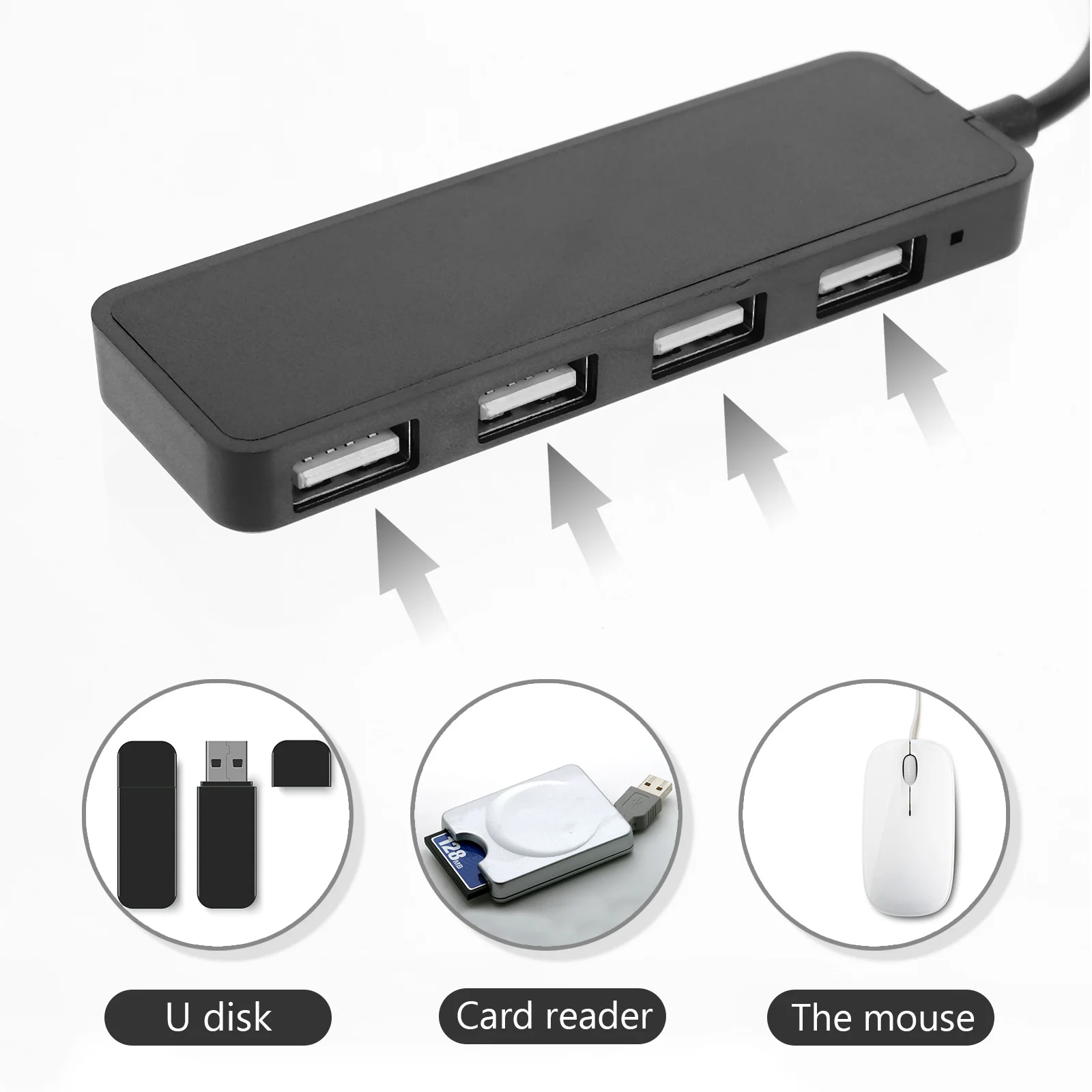 

1Pcs 4 Port USB Hub High Speed Data Transfer ABS Material No Driver Required Multi-Functional Adapter for Laptops Tablets