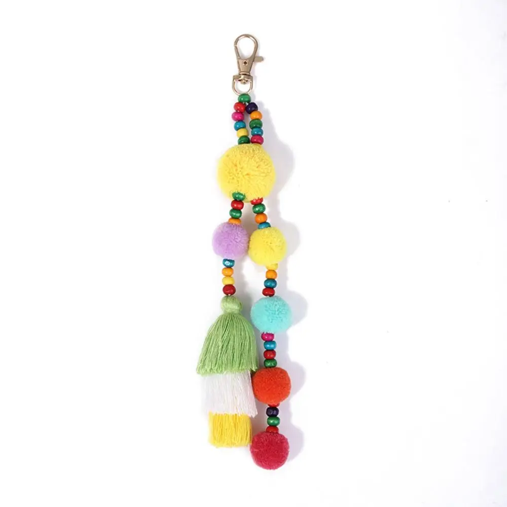 

Boho Style Boho Style Hair Ball Tassel Keychain Tassel Pom Pom Boho Style Keychain Gradient Colors Colorful Boho Style Keyring