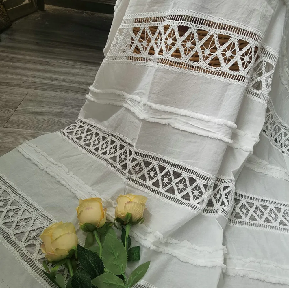 

New layered striped 3D lace-edge hollow embroidery 100% cotton fabric DIY clothing accessories home decor designer fabric