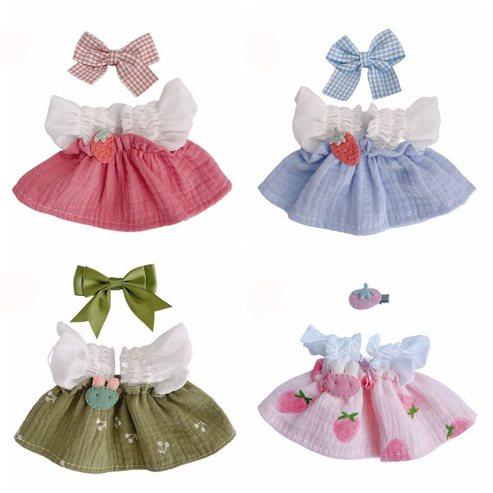 20cm Cotton Doll Clothes Lovely Lace Dress Plush Dolls Clothes Accessories Dresses with Headwear for Idol Dolls DIY Toys