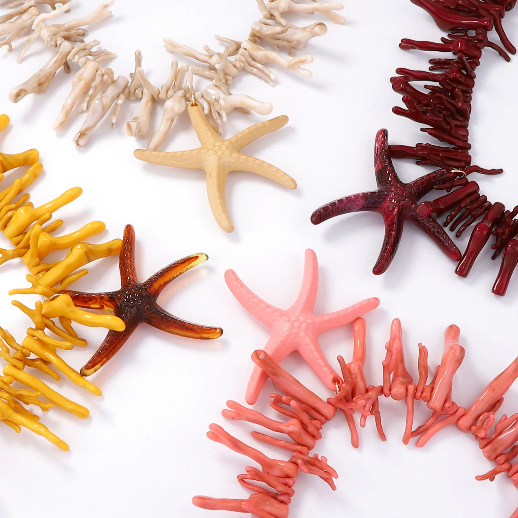 قلادة على شكل نجم البحر من البلاستيك المرجاني المستوحى من المحيط المبالغ فيه #3