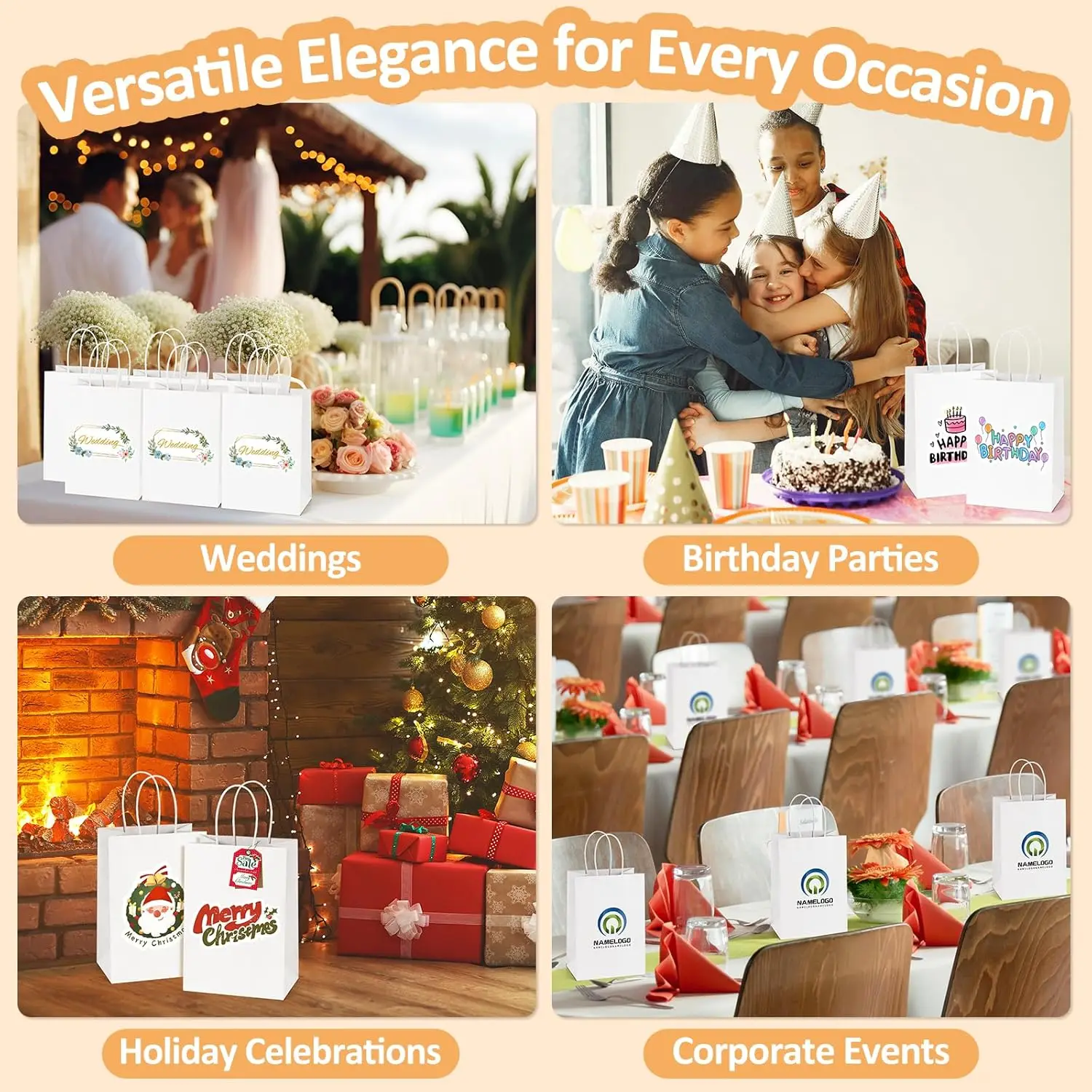 30 Stück weiße Party-Geschenktüten aus Papier für Geburtstage, Hochzeiten, Babypartys – perfekt für Partygeschenke für Kinder und Erwachsene – Detail 2