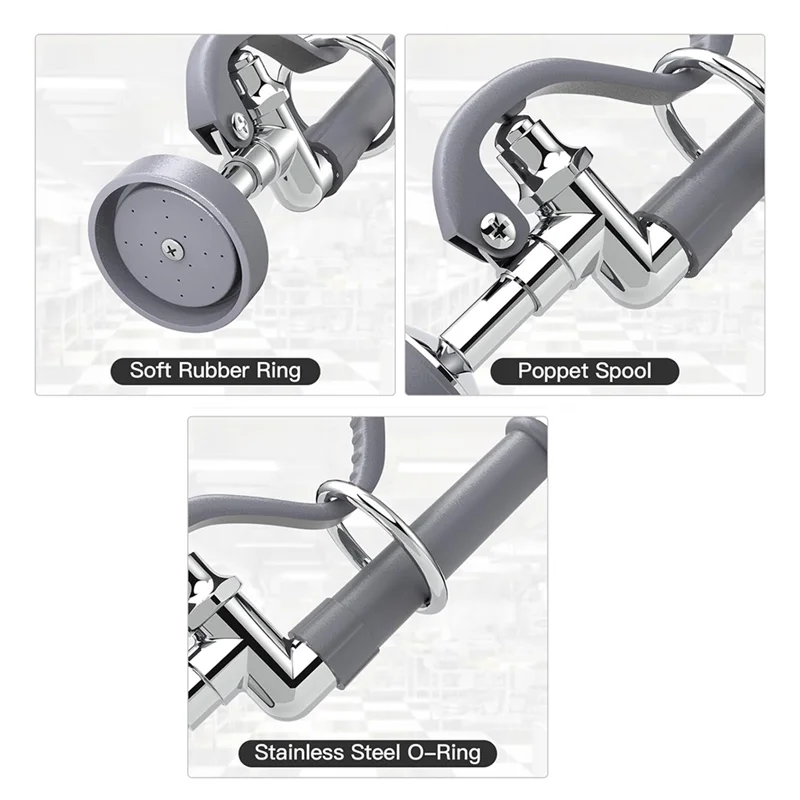 

Распылитель для раковины ABFS, распылитель для предварительного ополаскивания для коммерческих смесителей для кухонной мойки, распылитель с клапаном 1,42 галлона в минуту, насадка для распыления посуды