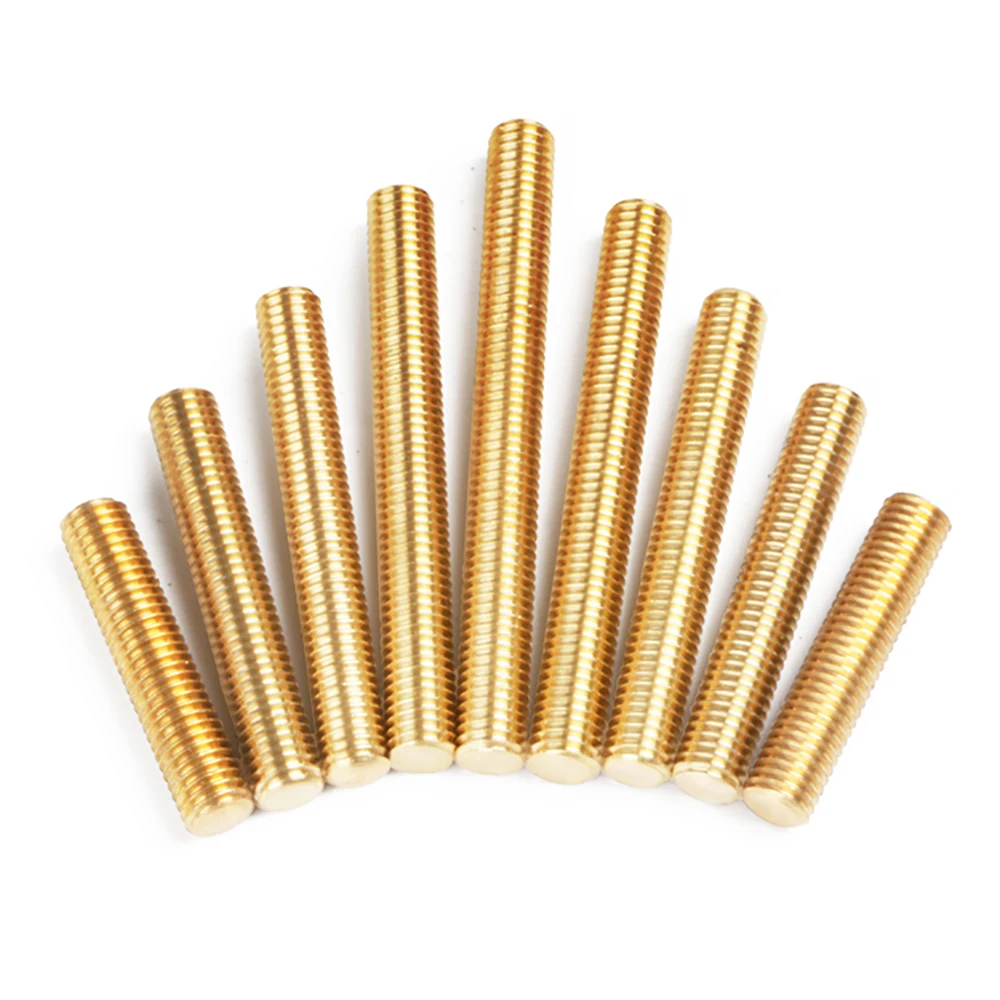 Brass Full Thread Screw Stud Bar Brass Threaded Tooth Strip Threaded Rod M2 M2.5 M3 M4 M5 M6 Length 25~500mm