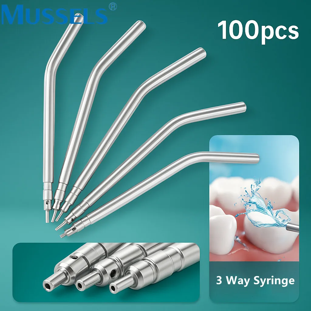 

10/100PCS Dental 3 Way Syringe Nozzle Tips for Dentistry Air Water Spray Oral Cleaning Tools Stainless Steel Triple Syringe Tube