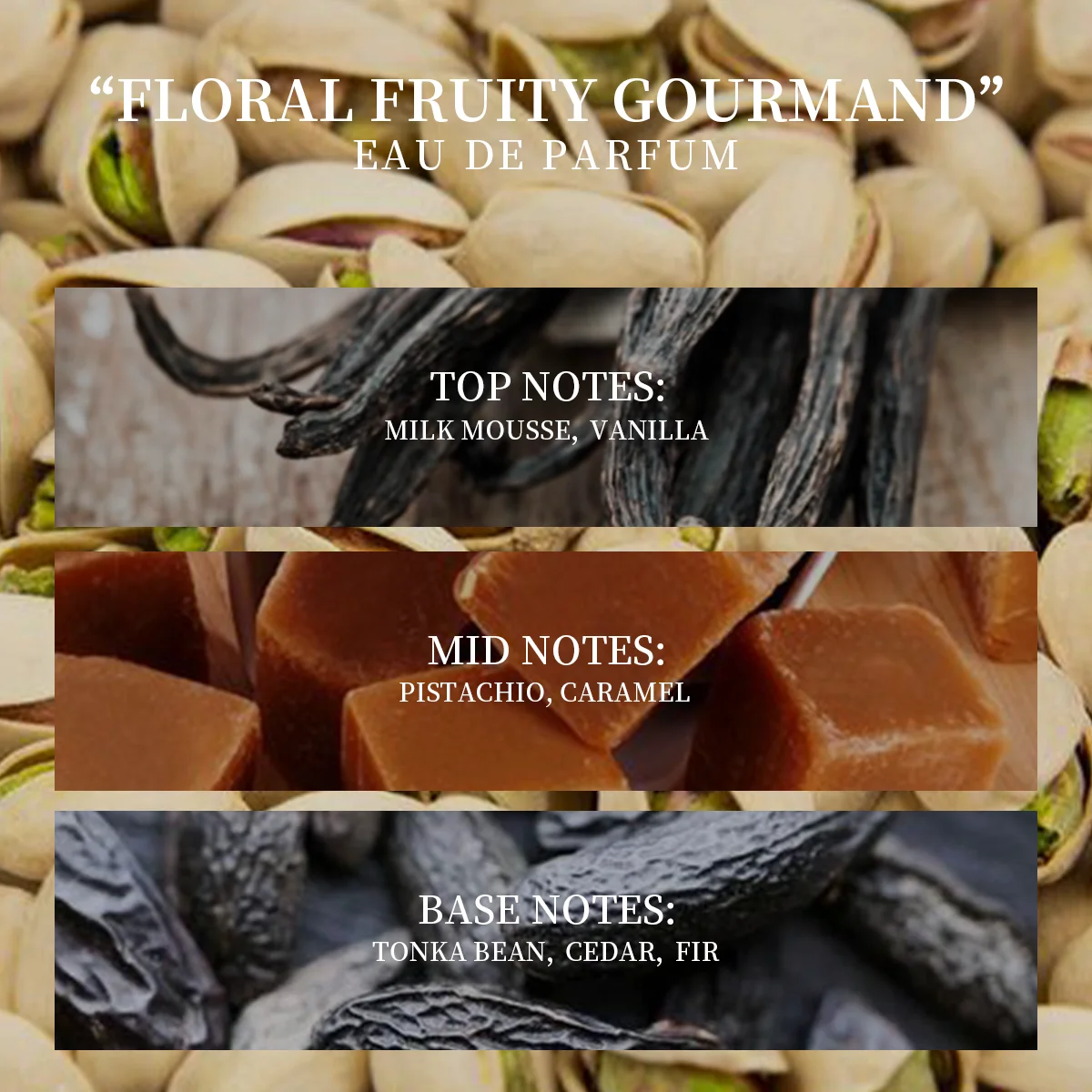 Profumo da donna al caramello e al pistacchio, duraturo e fresco, con affascinante profumo floreale e fruttato di feromoni femminili, alcol