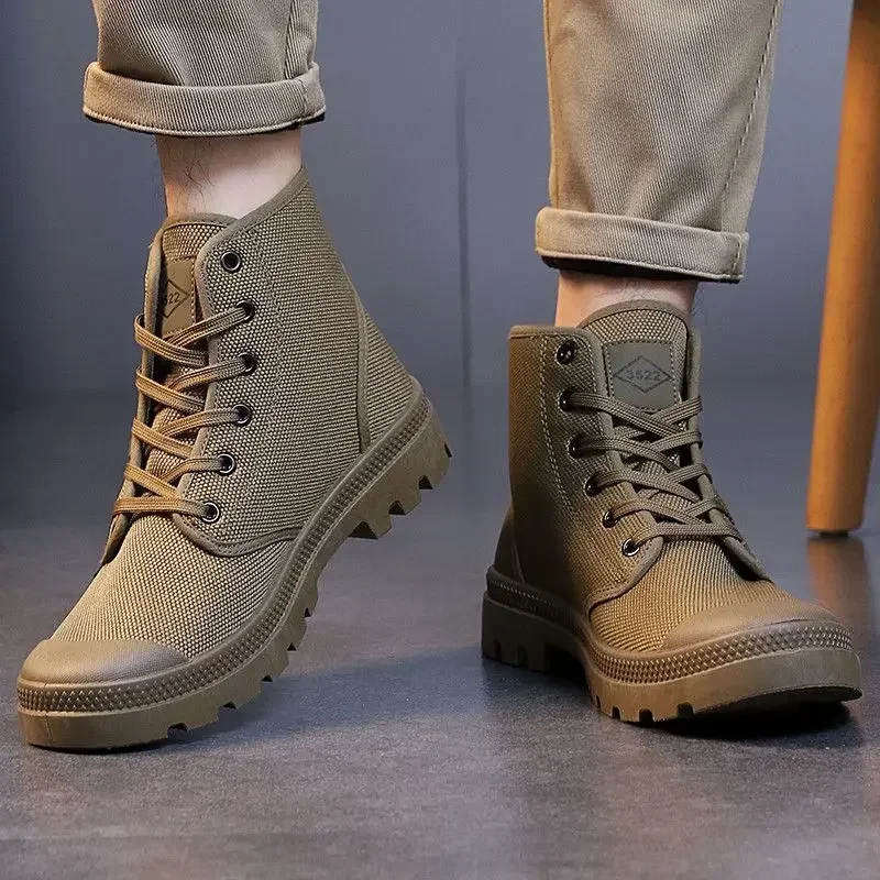 Canvas Ankle Retro Male Shoes Short Barrel Booties High Quality Men's Boots Designer Fashion Cheap Comfortable New Non Slip Y2k