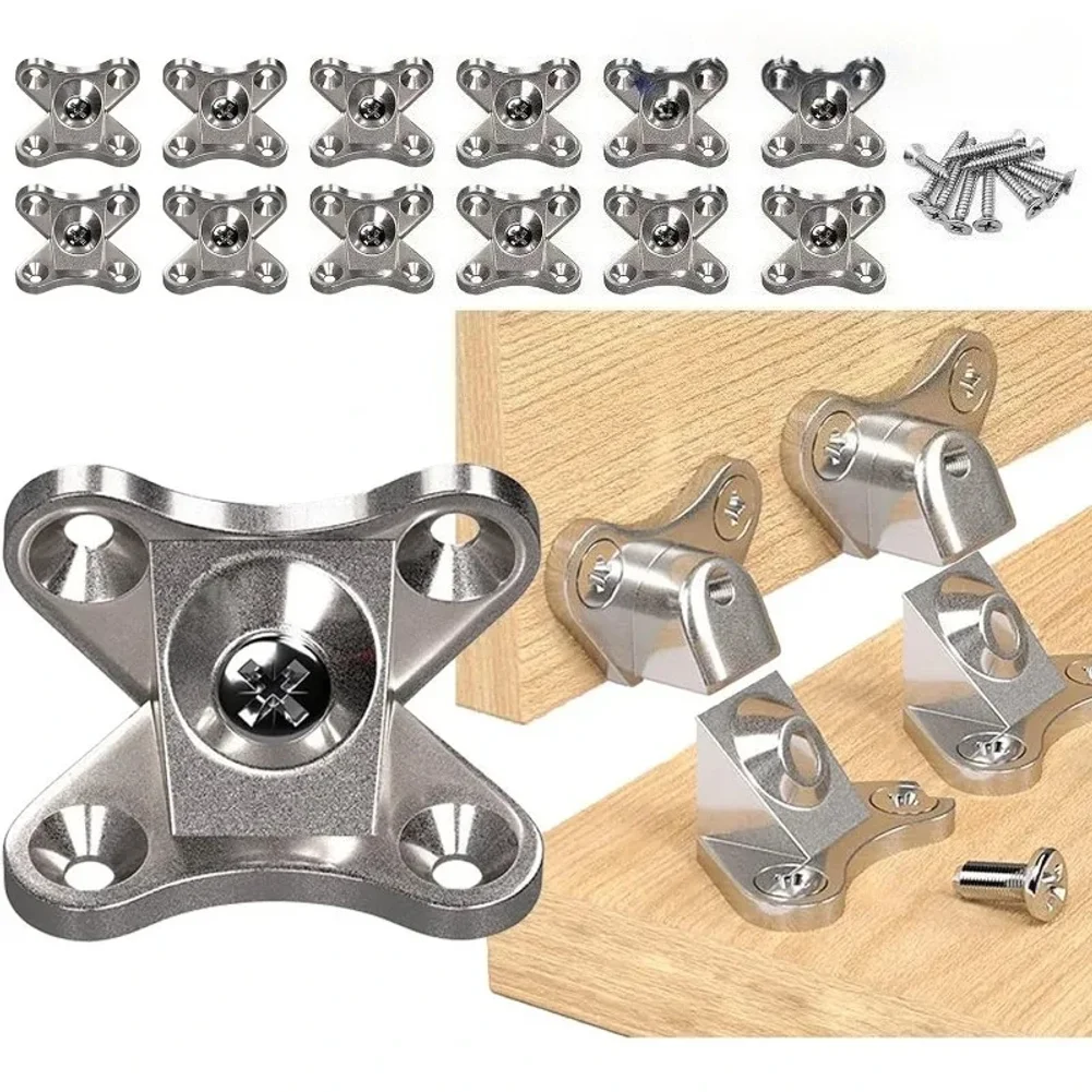 12Set Zinc Alloy Corner Code Right Angle L-Shaped Support Connector with Screw Furniture Angle Bracket for Chairs Tables