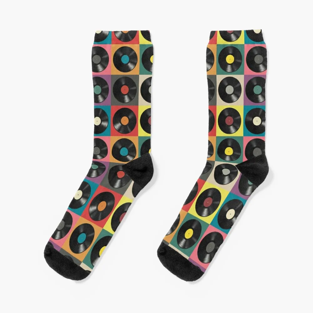 Discjockey Pattern | DJ Music Vinyl Turntables Socks gym Heating sock warm winter Socks Woman Men's