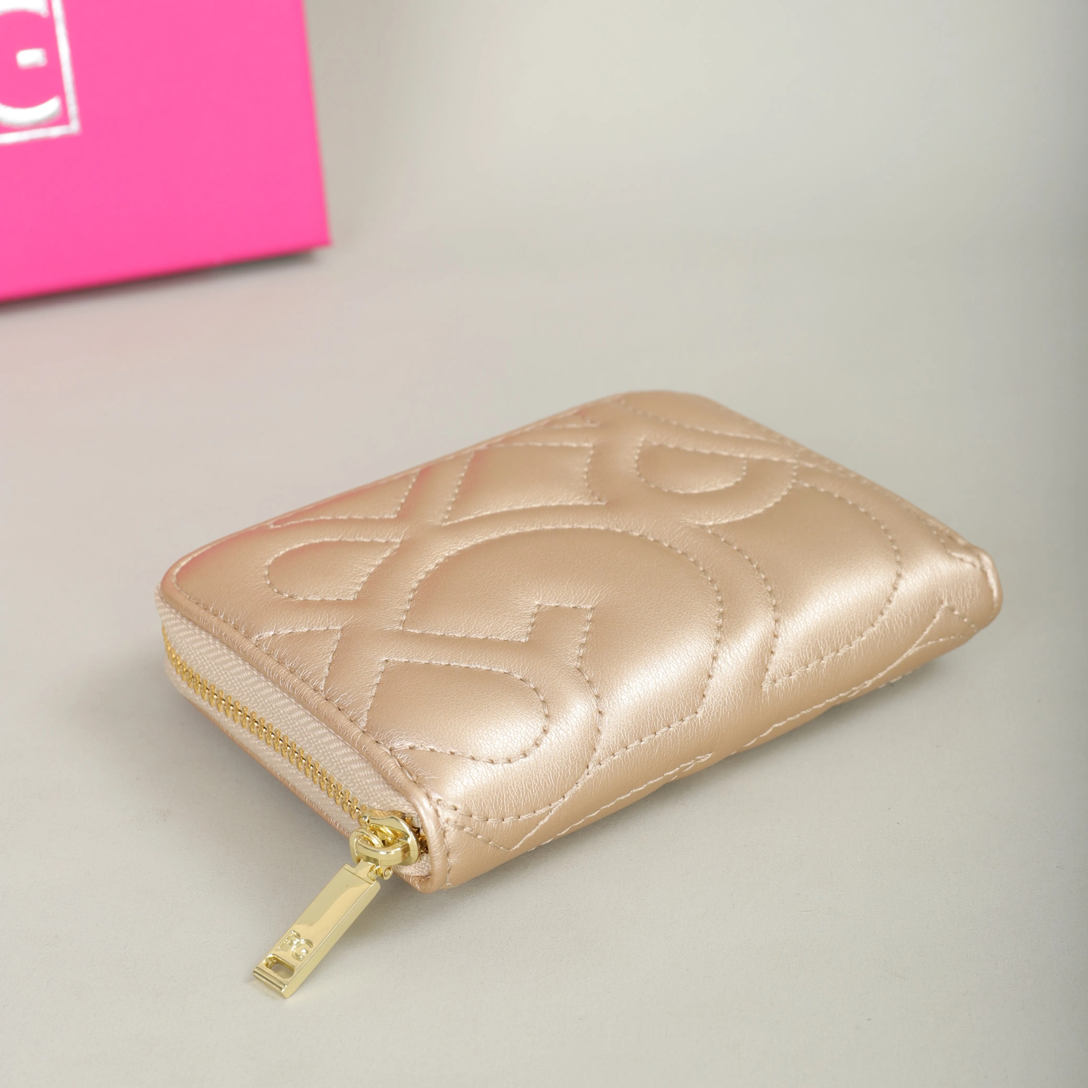 PATSY PG GARIS Women Gold Wallet Multi-Purpose Convenient Card Holder Coin Purse Monogrammed Design Simple Fashion Mini Wallets