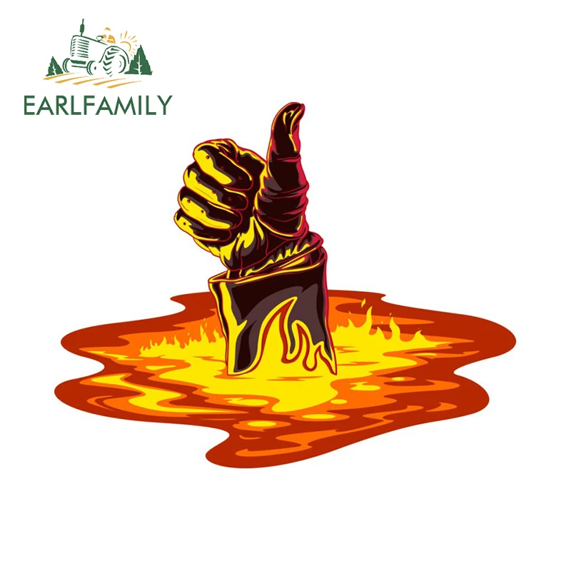 

EARLFAMILY 13cm for Terminator Hand On Fire Car Sticker Waterproof Motorcycle Decal Vinyl Car Accessories Creative RV Decoration