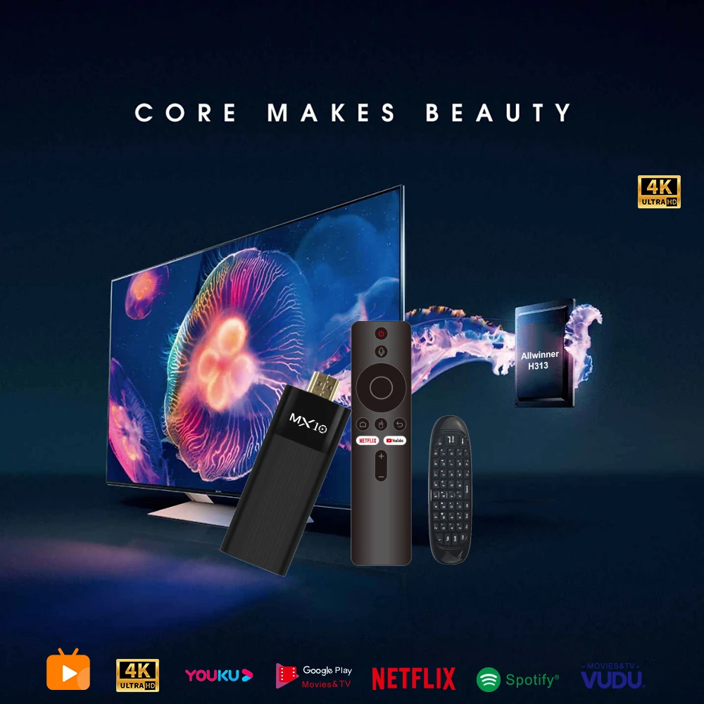 لوحة مفاتيح لاسلكية صغيرة وAmazon Fire TV Stick MX10 F3 Allwinner H313 Android 13 Bluetooth 2.4G Air Mouse Remote مع إضاءة خلفية