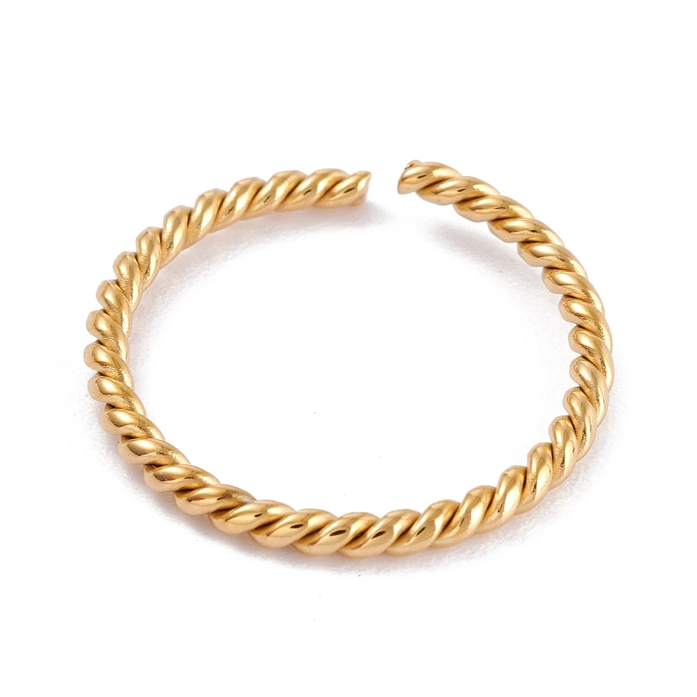 Ion Plating(IP) 304 Stainless Steel Cuff Rings Open Ring Twist Golden 2mm Inner Diameter: 17mm
