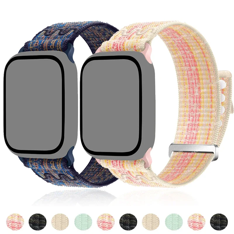 애플 워치 울트라 2 밴드용 나일론 스트랩, 스포츠 루프 팔찌, 아이워치 10, 9, 8, 7, 6, 5, Se, 4, 3, 46mm, 49mm, 44mm, 40mm, 45mm, 41mm, 42mm, 38mm