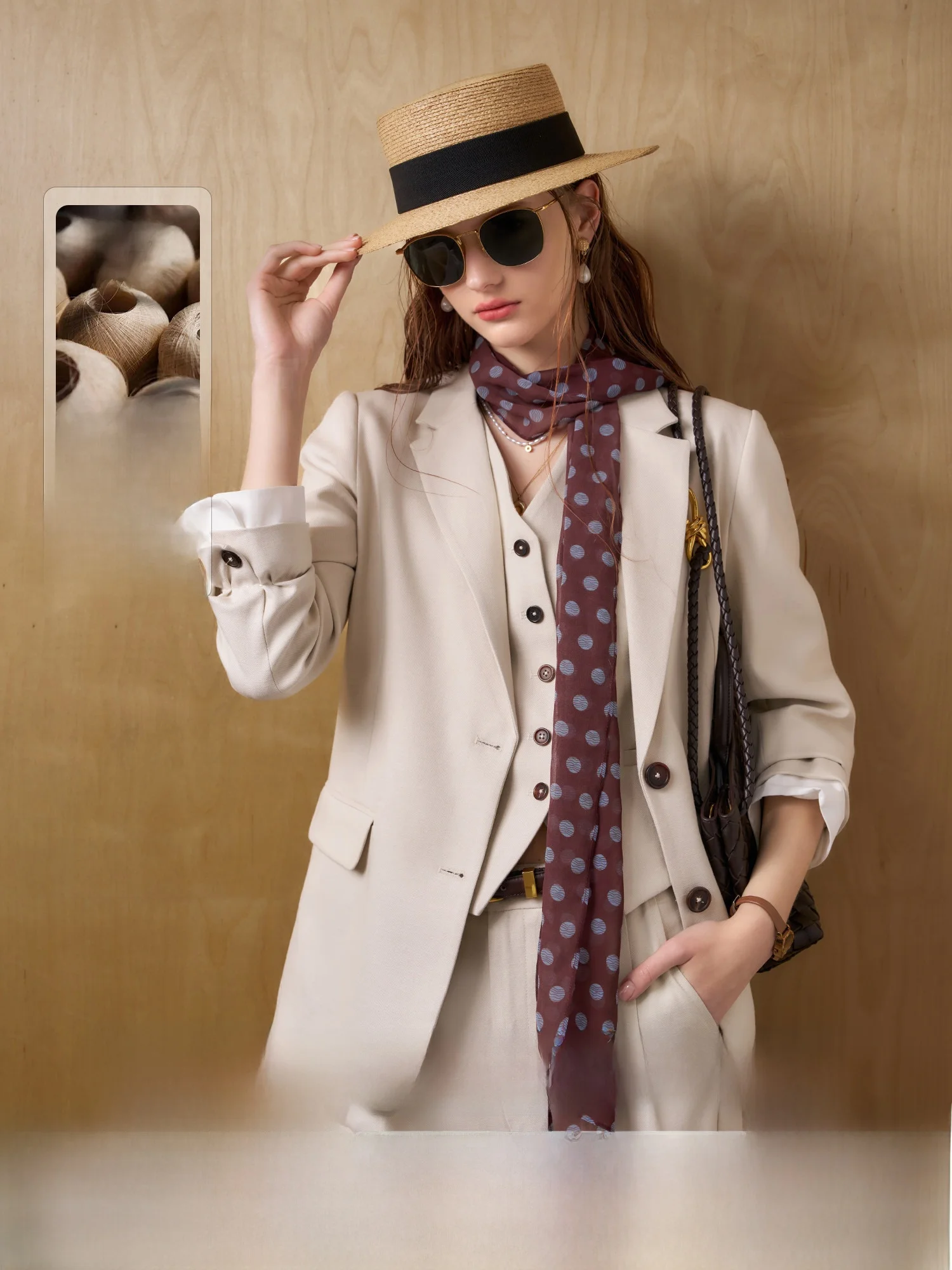

Early Spring Faion Old Money Sle Women's Suit Vest Pants Set Commute Wind Button ket Design Regular Sve Long Sve