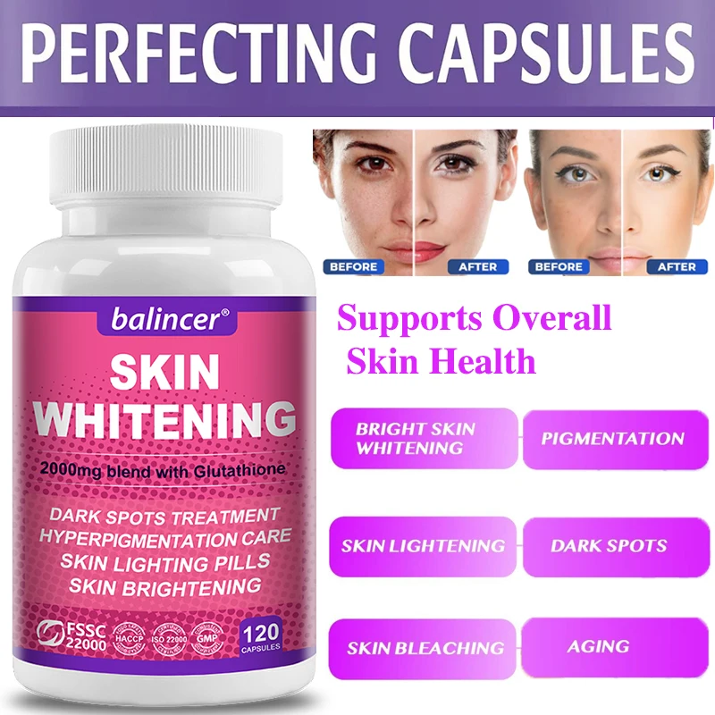 Glutathione Whitening - 120 Tablets 2000mg Effective Skin Whitening Supplement, Dark Spots, Pigmentation Anti-Aging Antioxidant