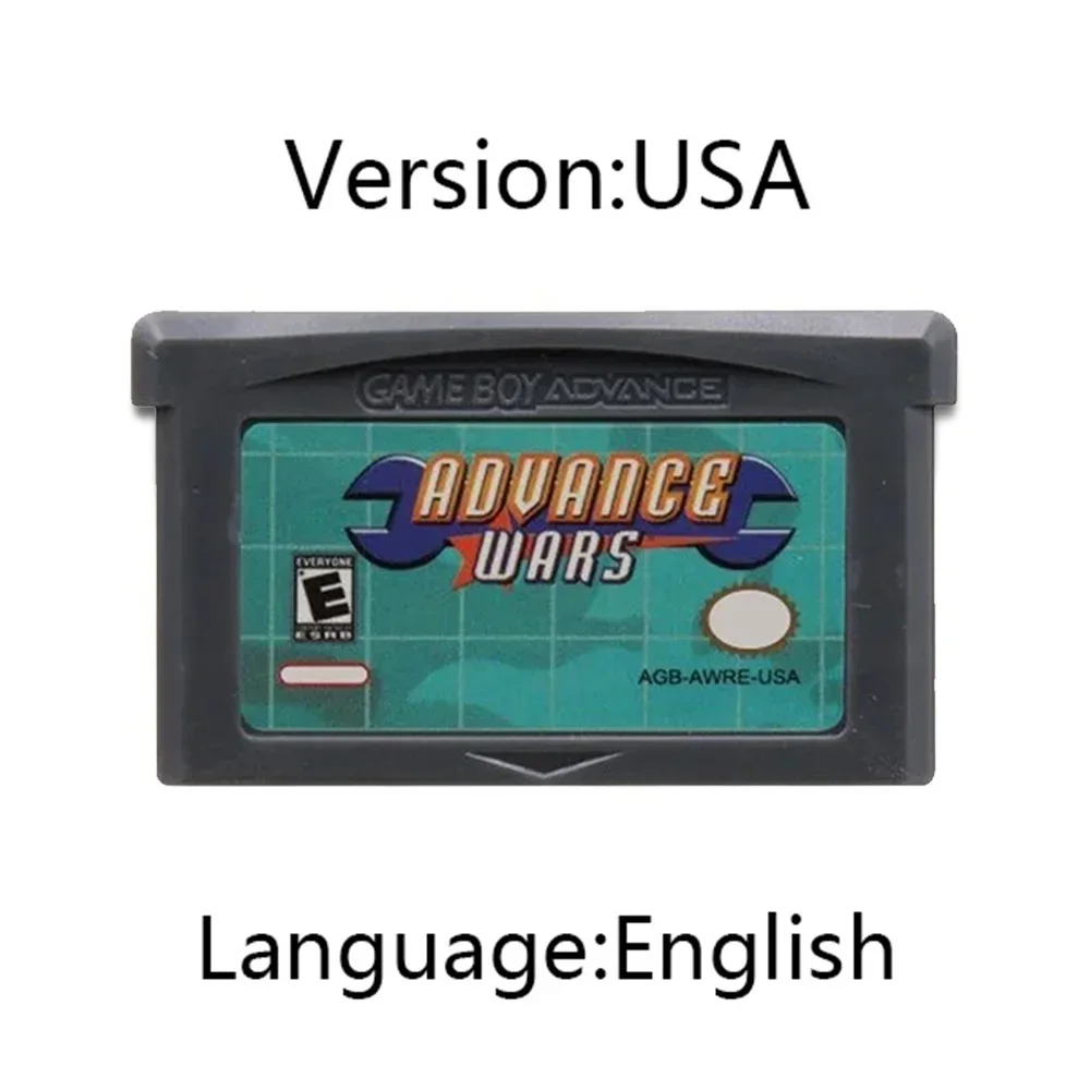 Cartão de jogo GBA inglês EUR/USD com buraco preto subindo cartão de console de videogame de 32 bits