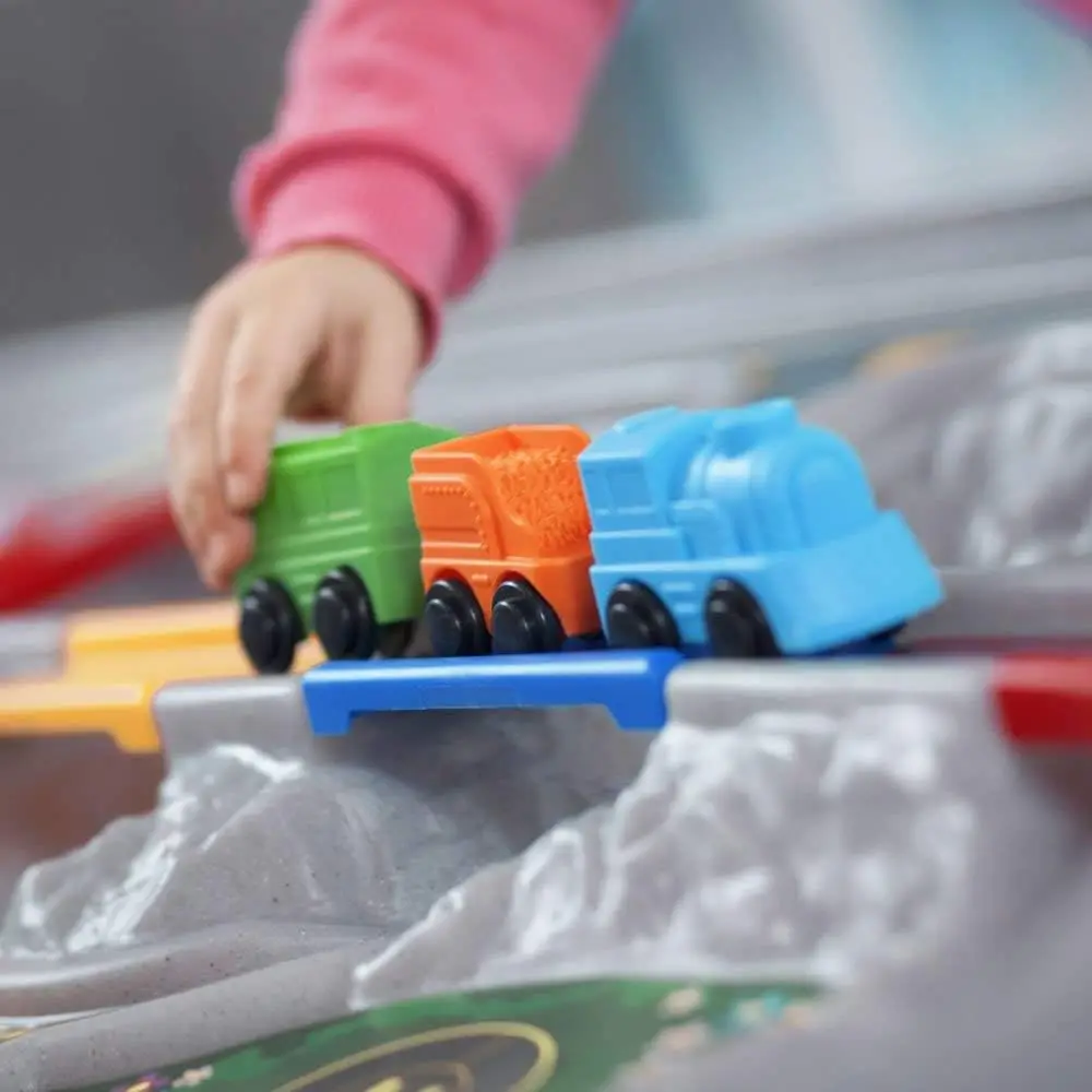 Deluxe Canyon Road Train & Track Table, Kids Activity Table for Cars, Cover Included, Made of Durable Plastic, Includes 3-Piece