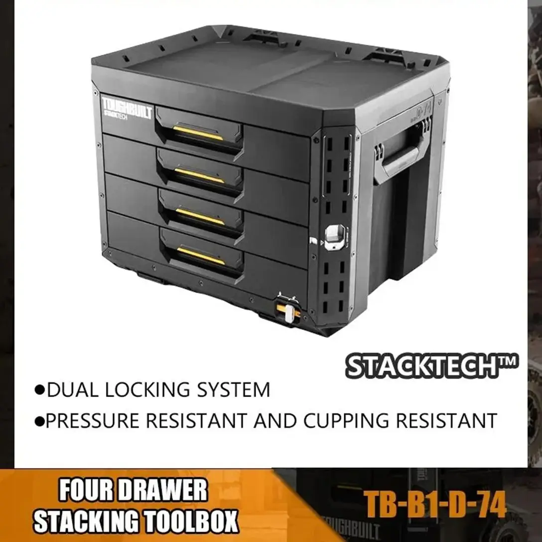 صعبة مزدوجة درج التراص صندوق كهربائي إصلاح الأدوات الصناعية تخزين السيارات التخييم TB-B1-D-74