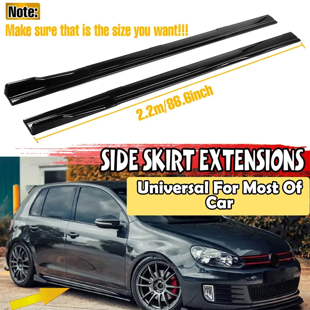 8x 2.2m Side Skirts Extension Rocker Splitters Diffuser Winglet Wings For VW For Polo For GOLF mk5 mk6 mk7 For Jetta For Passat