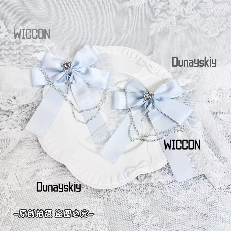 Jirai Kei Bow Production Lolita Lace Sweet Cool Subculture Headwear Cross Love Cosplay Props Kawaii Halloween Christmas view 5