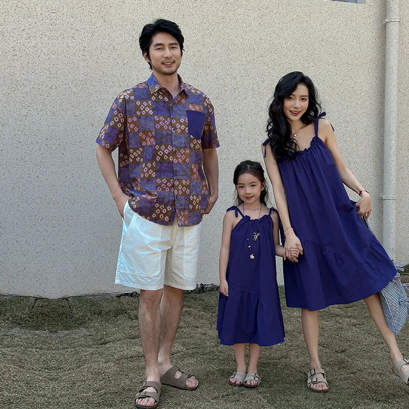 

Family Vacation Area Couple Look Matching Clothes Mom Daughter Holiday Dress Dad Son Beach Shirts Outfit Brother Sister Clothing