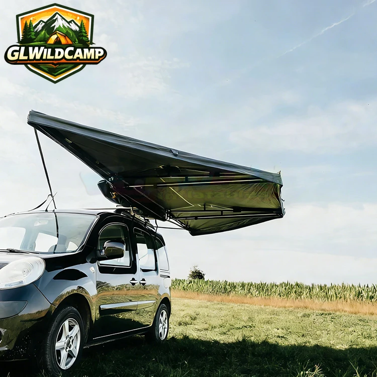 Outdoor Camping Waterproof 180 Awning Canvas Car Awning 180 Degree Awning Quick Folding Roof Tent Four-Season One Bedroom