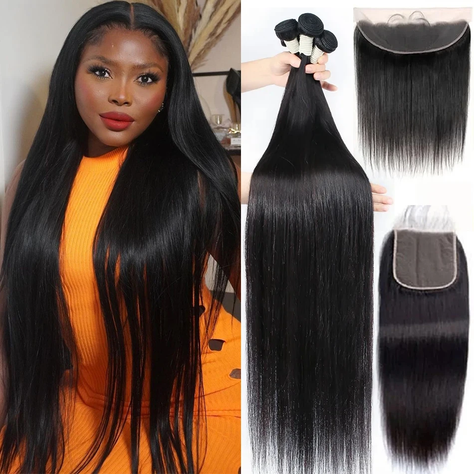 

Straight Hair Bundles With Closure Malaysia Human Hair Bundles With Frontal 3 Bundles Straight Hair With Frontal Closure