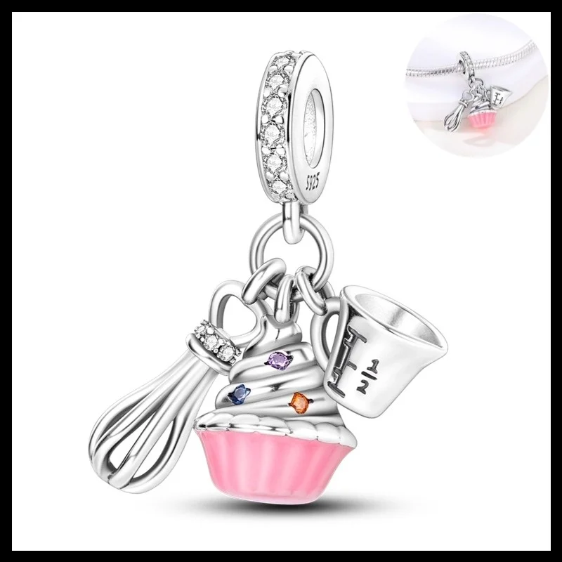 925 Sterling Silver Dragonfly, baked Charms Pendant with Cubic Zirconia,Fit DIY bracelet necklace Gift for Her,Colgante Plata - view 2