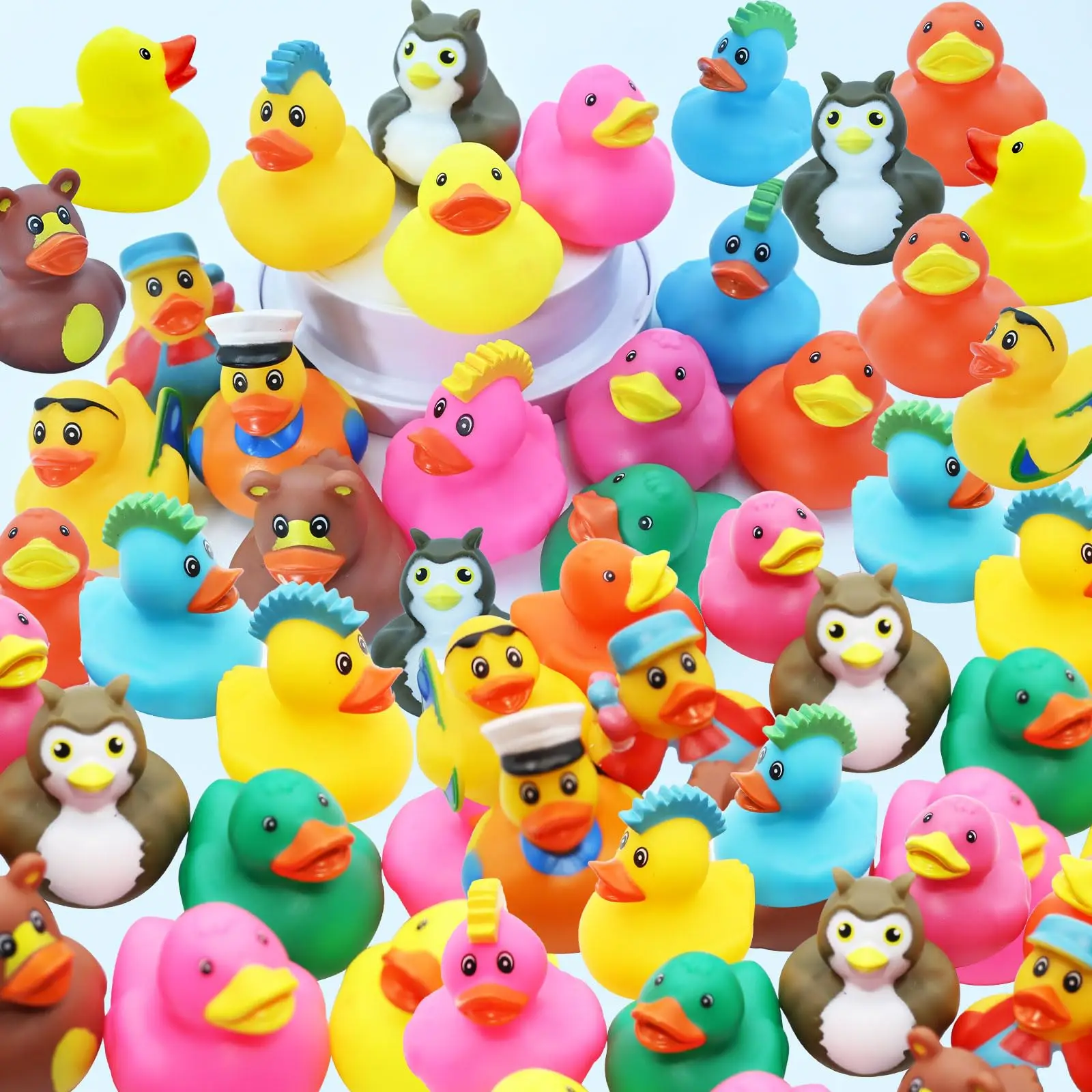 Rubber Ducks for Jeeps 2.3 Inch Bulk Floater Jeep Ducks for Ducking Assortment Mini Rubber Duckies for Toddler Baby Bath Toys Bi